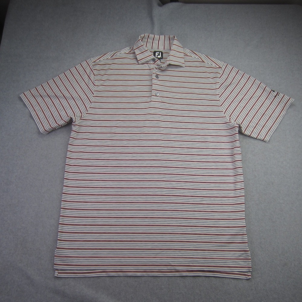 FJ FootJoy Polo Shirt Mens Large Multicolor Striped Black‎ Horse Golf Club